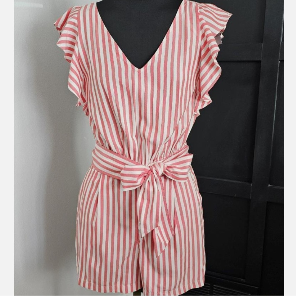 LOFT Striped Tie Shorts Romper - Picture 3 of 9